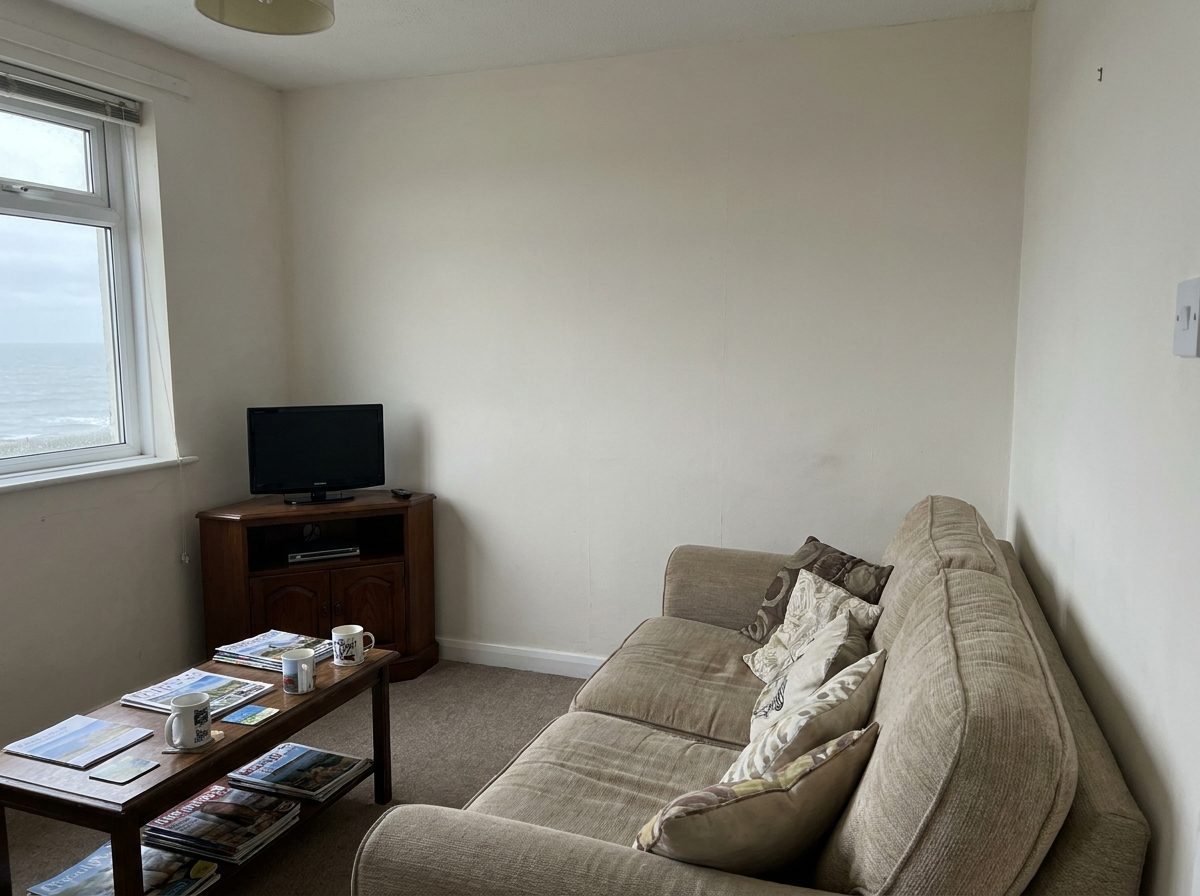 The living room as photographed